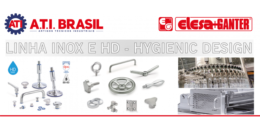 Manípulos e acessórios linha INOX e HD com design voltado a segurança higiênica